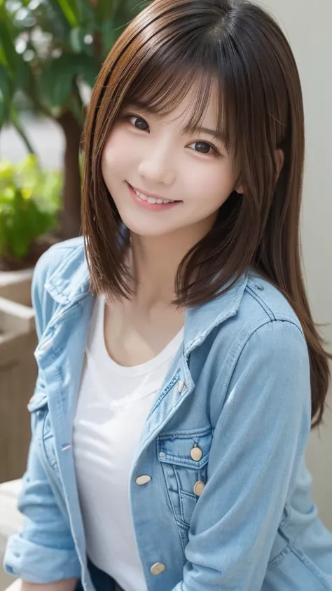 Smiling very cute girl、semi-long
、art、high resolution、high quality、(((High Vision 1,5))    