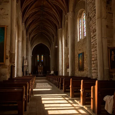 an old church with paintings and an ancient atmosphere