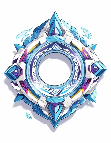 masterpiece, best quality, ultra-detailed sketch of a beyblade attack ring with 4 points, Anime-influenced graphic look, white background, anime-inspired style, 8k, isometric view