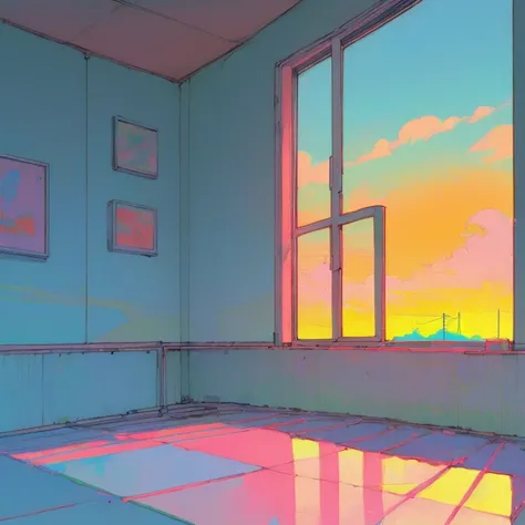 (((Lo-fi aesthetic))), Lo-fi aesthetic scenario, Lo-fi vibe, comfortable, summer, Warm colors, Lo-Fi Style, ((Lo-fi art style))