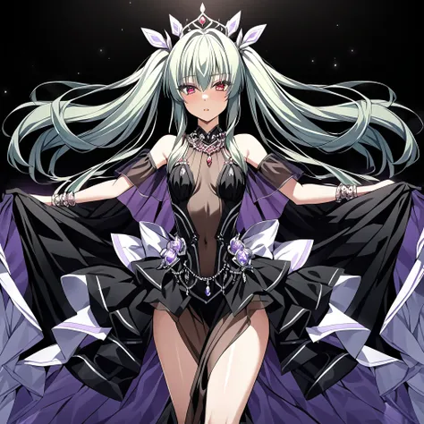 ((highest quality)), ((masterpiece)), (detailed), （perfect face）、the woman is extia flora, with silver, semi-long twin-tails.、sh...