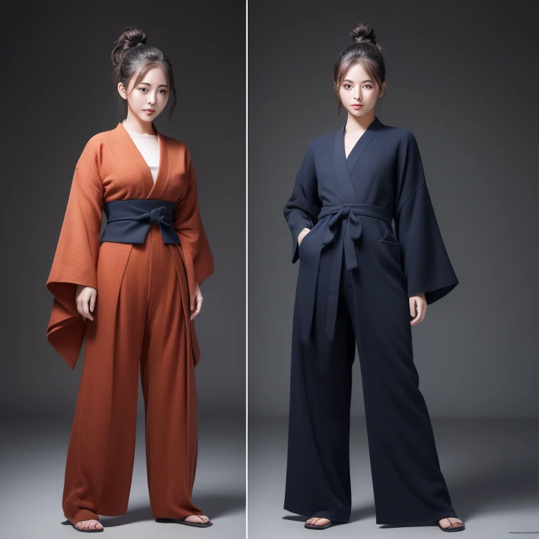 high resolution、Only 1 person、(Beautiful  in kendo suit and good style ponytail)、Full Body Shot