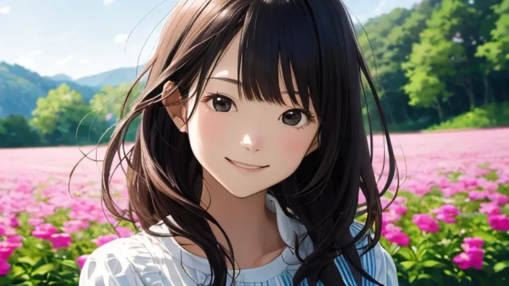 The subject appears far away、Shiraishi Mei, Looks exactly like Shiraishi Mei, A kind smile, Bob Hair,  Two people、Dark brown hair, (((2 girls))), 18-year-old, photograph, Realistic, highest quality, Detailed face, Strong sunlight, Diffused sunlight, Writte...