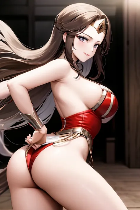 masterpiece, best quality, beautiful art, high resolution, well formed hands, body and fingers, 1 woman, solo, Yae Miko , wearing a wonder woman outfit ,  tiara , long hair,, adult, big breasted, cleavage, full body, sexy and skimpy outfit , gorgeous legs ...