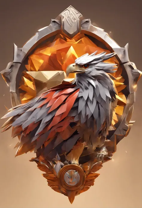 Wild city medallion with metal griffin close-up with crown, Hearthstone art style, Hearthstone style art, barbarism, savagery, violence, three factions, power, circle, hearthstone concept art, Riot game concept art, league of legends, iconic character welc...