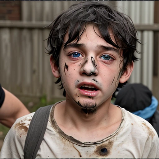 Filming a comedy about a boy covered in soot and left in rags after being caught in an explosion