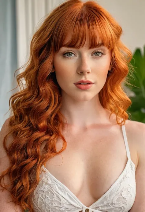 (Hotlexi woman), (best high quality:1.5), ((8k)), extremely detailed, (High details:1.4), Solo, 18 year old irish female, (wavy red hair with bangs), ((very muscular body:1.4)),