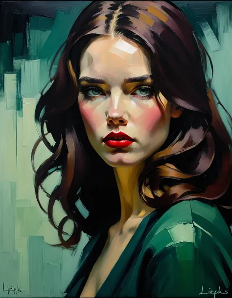 create an evocative oil painting inspired by malcolm liepke, based on the provided image. capture the intense, introspective exp...