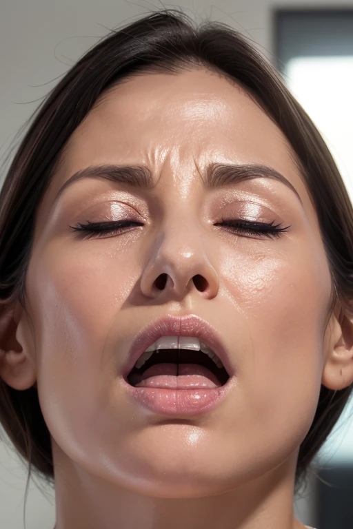 1 girl,flying debris,,award-winning photo, very detailed, edge orgasm,face focus, (woman with open mouth and closed eyes ), 30 y...