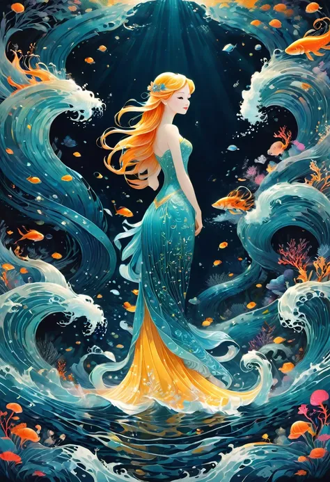 mermaid princess, by tang yau hoong, best quality, masterpiece, very aesthetic, perfect composition, intricate details, ultra-de...