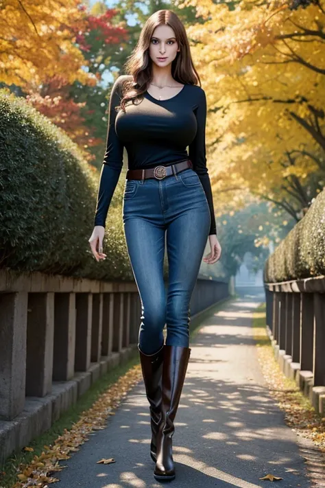 professional photograph, Natalie Portman, aged 18, young, inquisitive, cute, looking away, (giant tall skinny lanky woman:1.45), sfw, (slim slender arafed narrow woman:1.45), soft lighting, hidden symmetric breasts, jeans, long tucked-in long-sleeved t-shi...