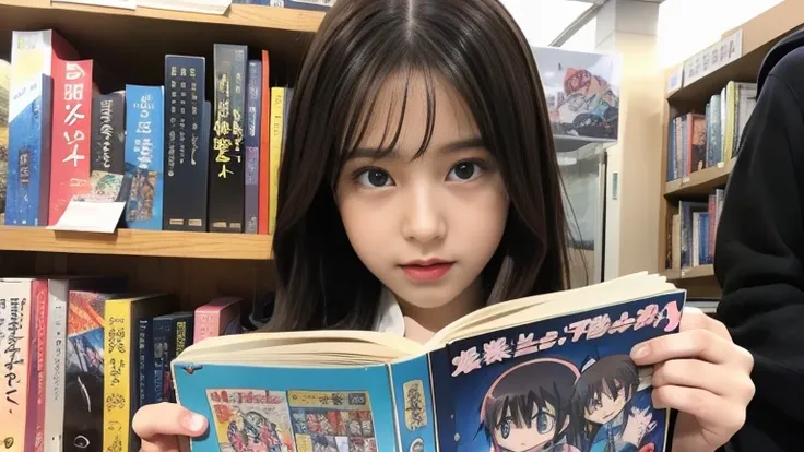 girl,(Holding a manga book)