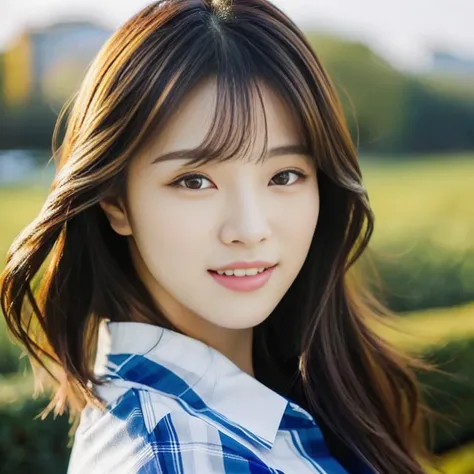 Long-haired woman wearing a plaid shirt poses for a photo, beautiful south korean woman, beautiful young korean woman, Korean girl, Cute young Korean face, gorgeous young korean woman, Jae Yeon Nam, cute korean stars, Lalisa Manoban, Jinyoung Shin, Cute yo...