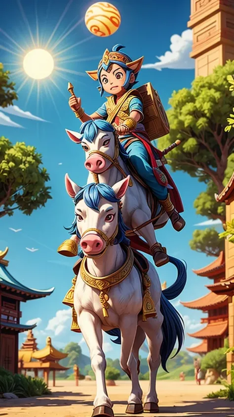 journey to the west、Tripitaka on Horseback、Sun Wukong、Sagojo、Pigsy