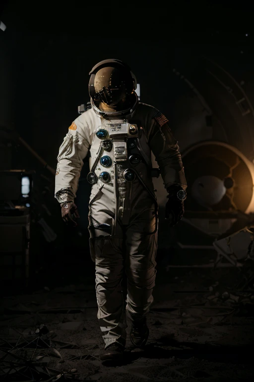 (((he wears an astronaut uniform he is on an uninhabitable planet))), barba,nojento,60-year-old homens, he walks the moon looking for alien life 