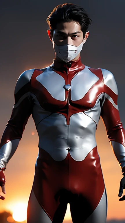 Young beautiful boy, young handsome boy, Ultraman Boy personification, Ultraman-colored latex, Ultraman-colored rubber bodysuit, Ultraman color suit, Ultraman body suit, muscles, abs, mask off Ultraman Boy, Ultraman Boy without mask, Ultraman Boy suit, Ult...