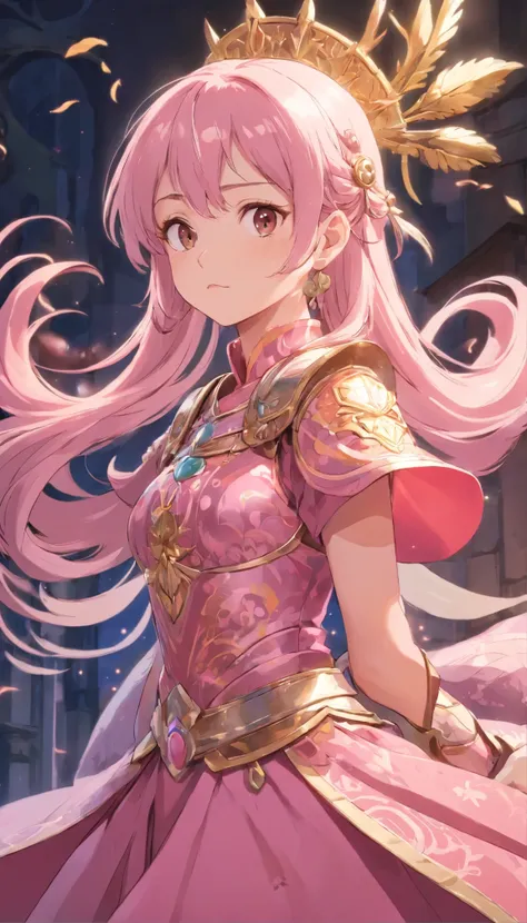 with high definition images,Detailed fantasy art masterpiece: Woman with stunning character adorned in pink dress close-up。This fan art is、Acclaimed Artists、Created by Kyoto Animation, it is a testament to the exceptional skill of the artists。Detailed fant...