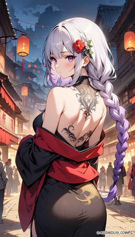 masterpiece, top quality, best quality, official art, beautiful and aesthetic:1.2),1 girl, yinji, purple hair, purple eyes, long...