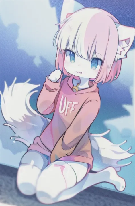 Anime boy with pink shirt and white crotch, und eine rosa Katze, fursona!!!!, female furry mini cute style, cute Anime-Catboy, pelzige Fursona, Pelzige Kunst!!!, Holo is a wolf girl, pelzige Furaffinität, fursona art, Nyaruko-san, weibliche Fursona, nekomi...