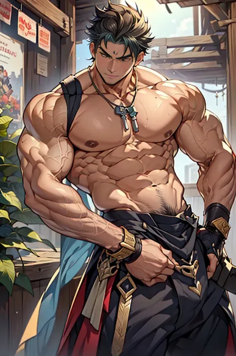 show off thick arms to the audience，closeup of arms，Shoulders exposed，Stout arms，A mais alta qualidade de imagem，Pessoas do sexo masculino，Child，1 menino，jovem e bonito，Shoun，cabelos brancos，Cabelo liso curto，Pele escura，Anime peito grande，anime wallpaper，...