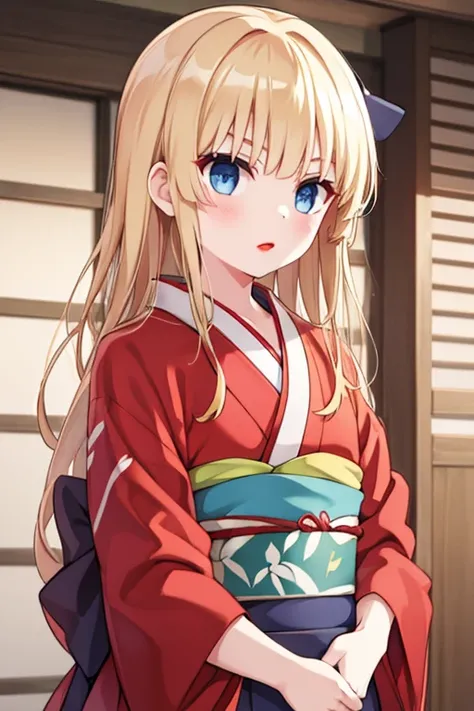 boy, Blonde Hair, Mid length, Red lips, tosa kimono