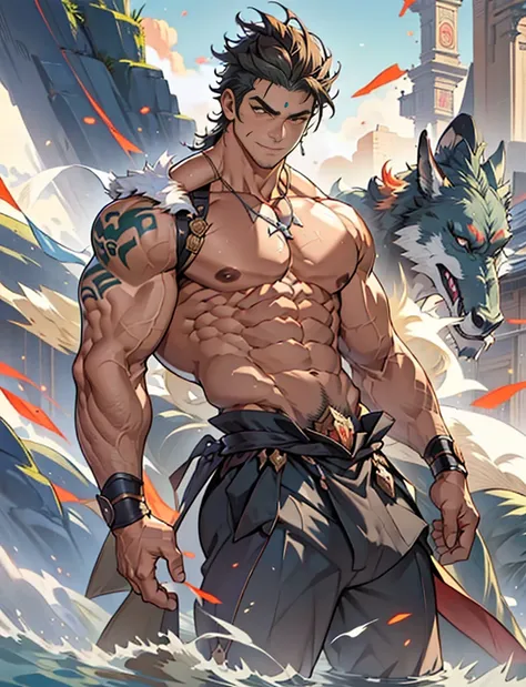 show off thick arms to the audience，closeup of arms，Shoulders exposed，Stout arms，A mais alta qualidade de imagem，Pessoas do sexo masculino，Child，1 menino，jovem e bonito，Shoun，cabelos brancos，Cabelo liso curto，Pele escura，Anime peito grande，anime wallpaper，...