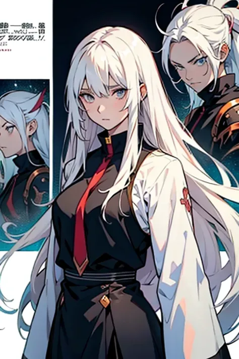 Anime girl with long white hair turning into a  monster entire manga page