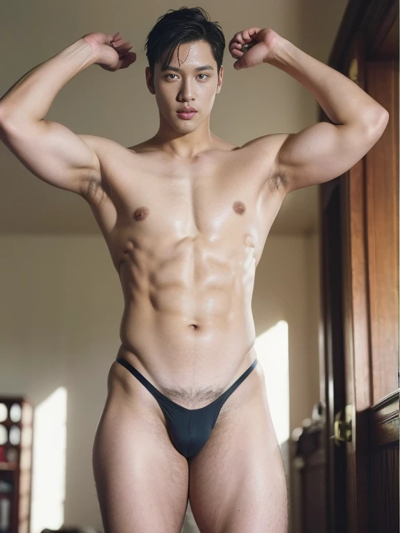 ((Handsome tall skinny boy with fat phat hips))   , thick thighs , （bare thighs） , wide pelvis , shirtless , epic reality,  epic photorealistic , ultra realism ， standing，grins , sexy ,  NSFW , most handsome ever boy , tattoo , slutty whore, K-pop idol loo...