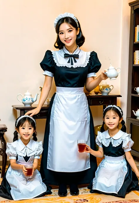 at a warm family gathering, the family decided to play a role-playing game. excitedly, the little sister changed into the maid c...