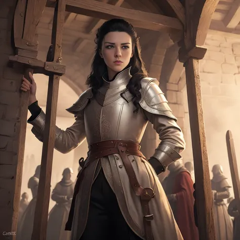 score_9, score_8_up, score_7_up, score_6_up, score_5_up, carmilla bolton from game of thrones, black hair, sexy, in a medieval g...