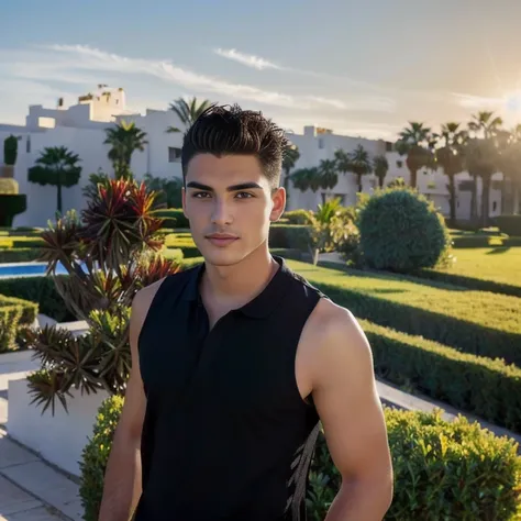 A man wearing a red shirt stands in front of a palm tree., Light stubble with a red shirt, Christian Orrillo, Avatar, headshot Profile pictureture, Alex Miranda, Michael, professional Profile pictureture, Andres Rios, Profile picture, David Marquez, wearin...