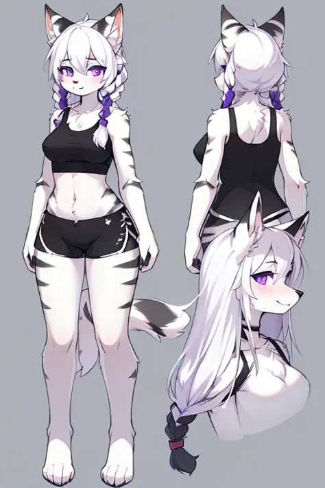 ( Absurdly , High quality , ultra detailed ) ,( hand detailed ) , 1girl, solo, mature, (concept art, character sheet), absurdres(highly detailed beautiful face and eyes)perfect anatomy Solo, Young Female white fox-cat (((lean-body))) (((medium breasts))) (...