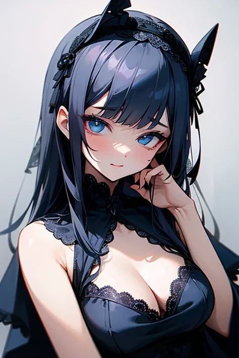 black and navy lace dress、cute、Villainess、head band、sexy、