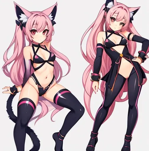 a woman poses while standing in front of the camera with her arms around her knees, lewd face, a girl with a cat ears and a bow, female furry mini cute style, a drawing of a debauchery priest many cultist of aphrodite, pudica pose gesture, small cute outli...