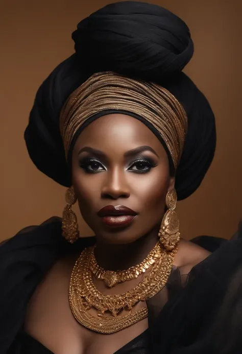 un gros plan d&#39;une femme africaine métisse portant une robe noire et un voile, inspired par Chinwe Chukwuogo-Roy, par Chinwe Chukwuogo-Roy, ebony, magnifique femme, Femme splendide, femme noire, gorgeous belle femme, female goddess of the&#39;amour à l...