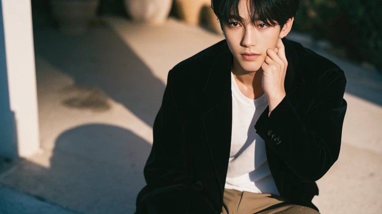 (Highly realistic photos, concentrate、High resolution, Detailed face, Detailed Hair,fine grain),Japanese men, 20-year-old, One boy,Only one person is in the photo、(Natural look), Upper body portrait,masterpiece,Kim Tae-hyung,Kim Taehyung(BTS),Stage makeup,...