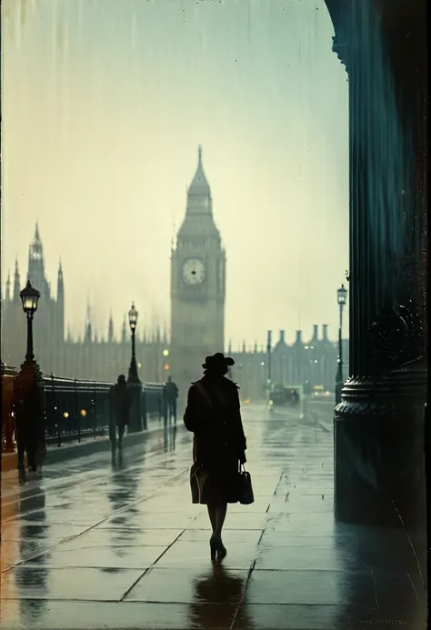 ultra realistic image, london, 1930 year,  big ben at distance, delicate detailing,subtle texture,soft-focus effect,soft shadows...