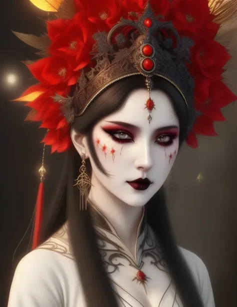 concept art portrait of the satanic priestess by kathy weldon, olga kvasa, hirano miho, super fine、intricate gothic art pops tri...