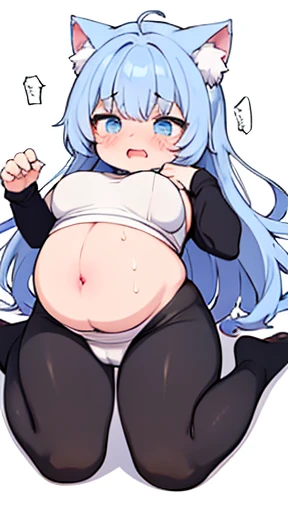 Cat ear、work、Looks very painful、Small face、adult、Very embarrassed look、Big Breasts、Very impatient、Trembling、Sweating、Are pregnant、disease、abdomen、abdomen、Wearing full-body tights、Show only your belly、Last month of pregnancy、１One navel、(((Giant belly)))、(((...