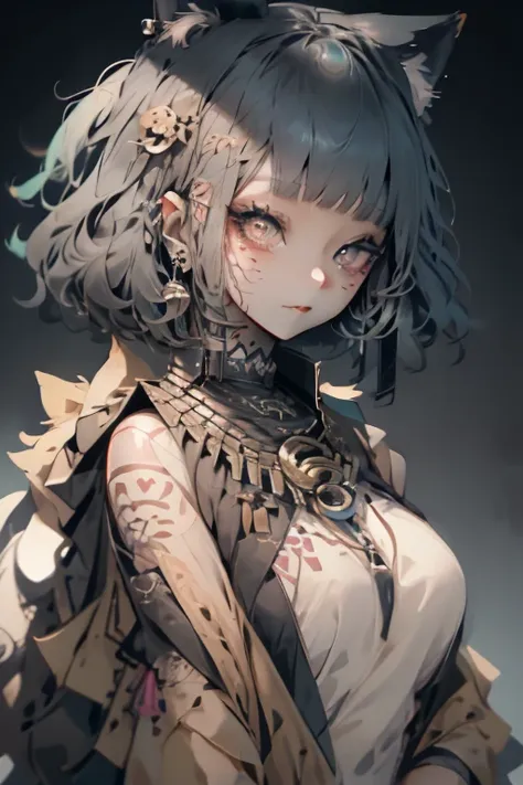 a close up of a woman with a tattoo on her chest, ruan cute vtuber, korean girl, very beautiful cute catgirl, cutecore, beautifu...