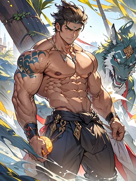 show off thick arms to the audience，closeup of arms，Shoulders exposed，Stout arms，A mais alta qualidade de imagem，Pessoas do sexo masculino，Child，1 menino，jovem e bonito，Shoun，cabelos brancos，Cabelo liso curto，Pele escura，Anime peito grande，anime wallpaper，...