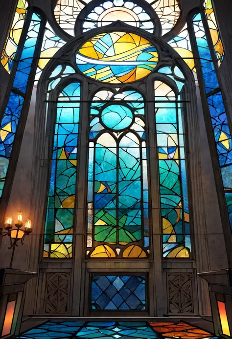 make a stained glass window with a Brazilian pantheon theme