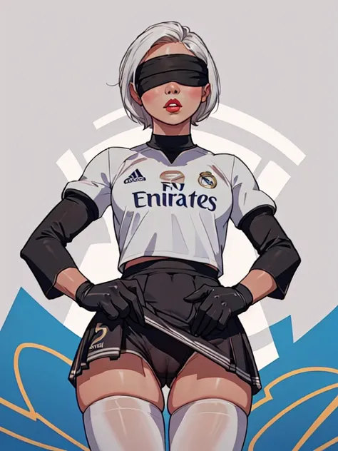 (from below:1.5), (((front view))), (((heart fingers))), ((((heart hands)))), Best_QualityPos, RAW photo, intricate details, best quality, 8k uhd, soft lighting, 1girl, ((( Real Madrid shirt))), (((perfect anatomy, anatomically correct, super detailed skin...