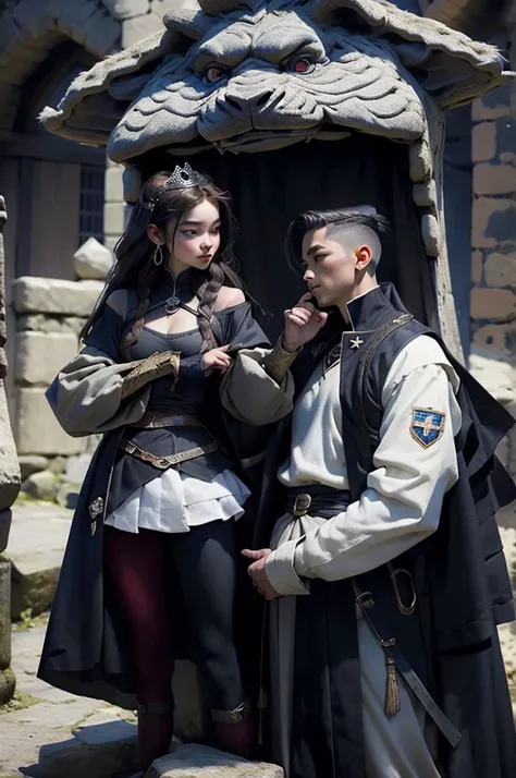 Hebreu pobre, beijando a princesa rica os dois adolescentes estilo idade medieval personagens com rostos americanos