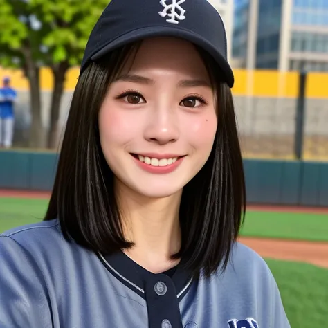 (kawaii 24 year-old Japanese girl, Nogizaka idol, Korean idol, female baseball player), healthy athlete body, (glossy black hair, very short hair, pixie cut, bangs:1.3), beautiful black eyes, rounded face, single eyelid, whitened even teeth, (no makeup:1.2...