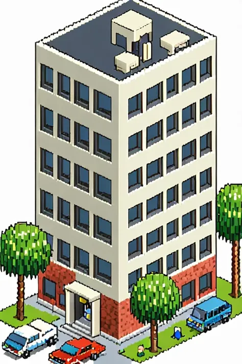 highly detailed isometric pixelart close-up of a __building__, simple white background, eboy style