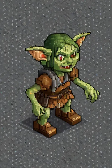 highly detailed isometric pixelart close-up of a 4k, a female goblin, eye contact, focus, background indoors, precisionism,, (((...