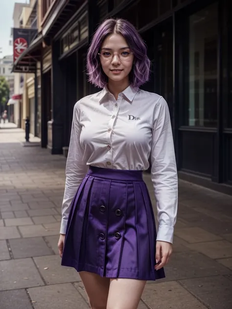 (1 lady), (Best quality at best:1.4), (ultra - detailed), (extremely detailed CG unified 16k), A Beautiful Woman with Perfect Figure: 1.4, Sharp Focus: 1.2, purple hair, very detailed, High-definition RAW color photo, professional photoshooting, amazing fa...