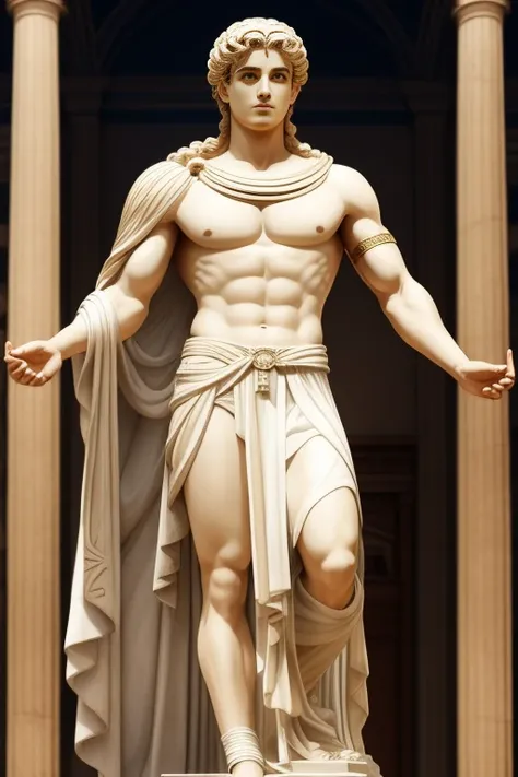 Greek god Apollo dressed in greek god clothes