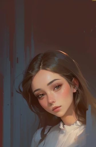 painting of a woman with long hair and a white shirt, speedpaint, drawn with photoshop, blurry and dreamy illustration, halfbody portrait, low detailed. digital painting, soft portrait, smooth. digital painting, mood painting, 2d portrait, lofi portrait, s...